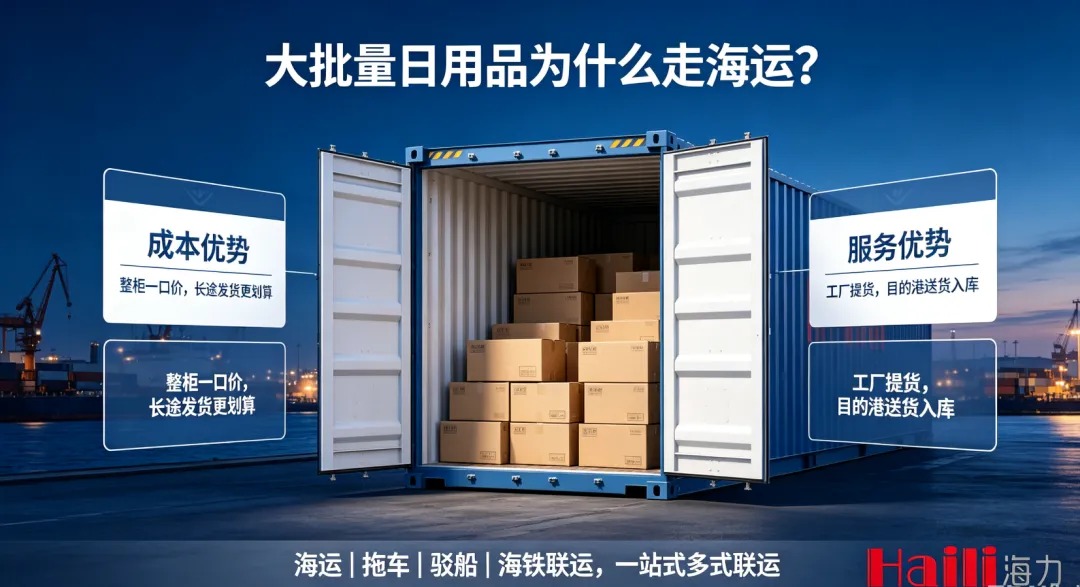 大批量日用品跨区域发货，，，，，，，为什么越来越多企业优先选择海运？？？？？